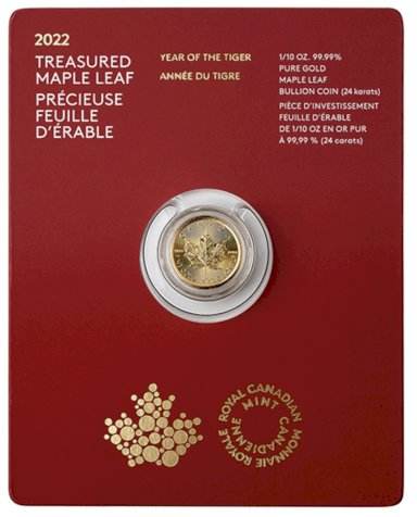 Gold investment Maple Leaf Year of the Tiger - 1/10 Oz