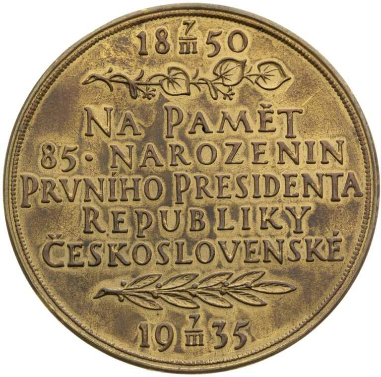 Medaila 1935 - Masaryk (Meď)