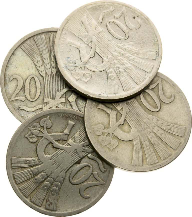 Lot 20 Halierových mincí (4ks)