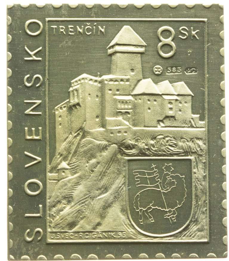 Au + Ag medal - Postmark of Trenčín, no. 7