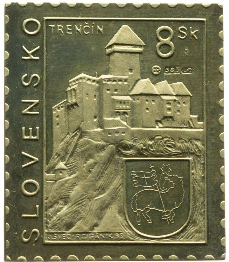 Au + Ag medal - Postmark of Trenčín, no. 8