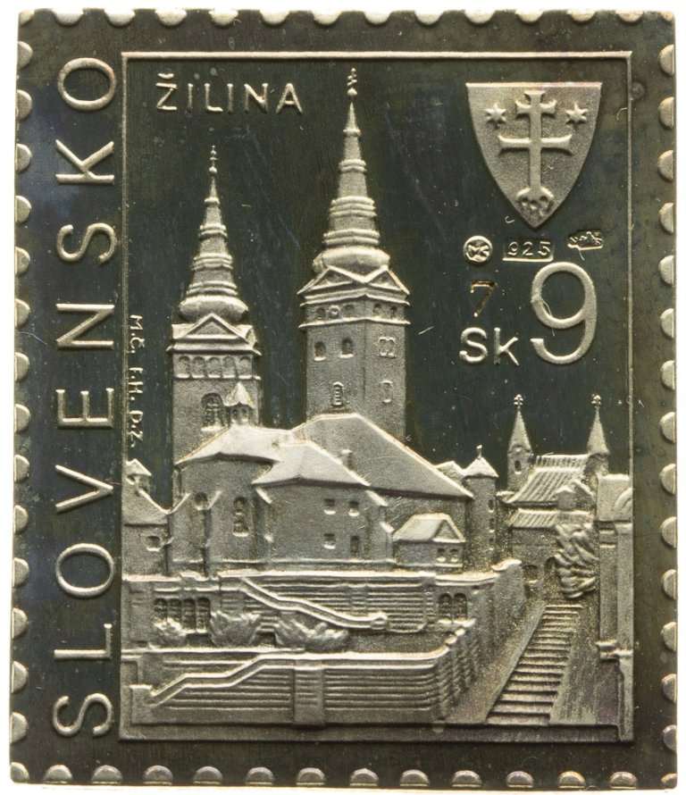 Au + Ag medal - Postmark of Žilina, č. 7