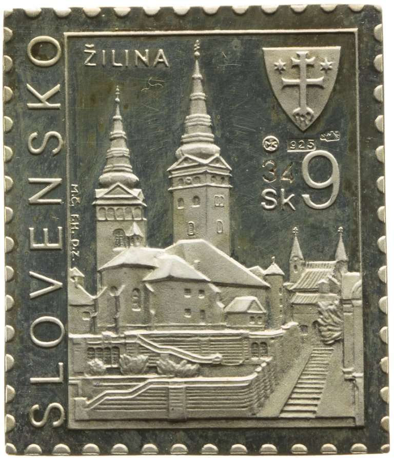 Au + Ag medal - Postmark of Žilina, č. 34