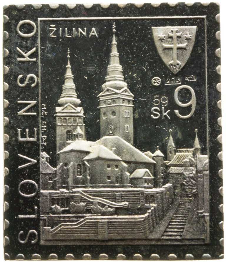 Au + Ag medal - Postmark of Žilina, č. 59