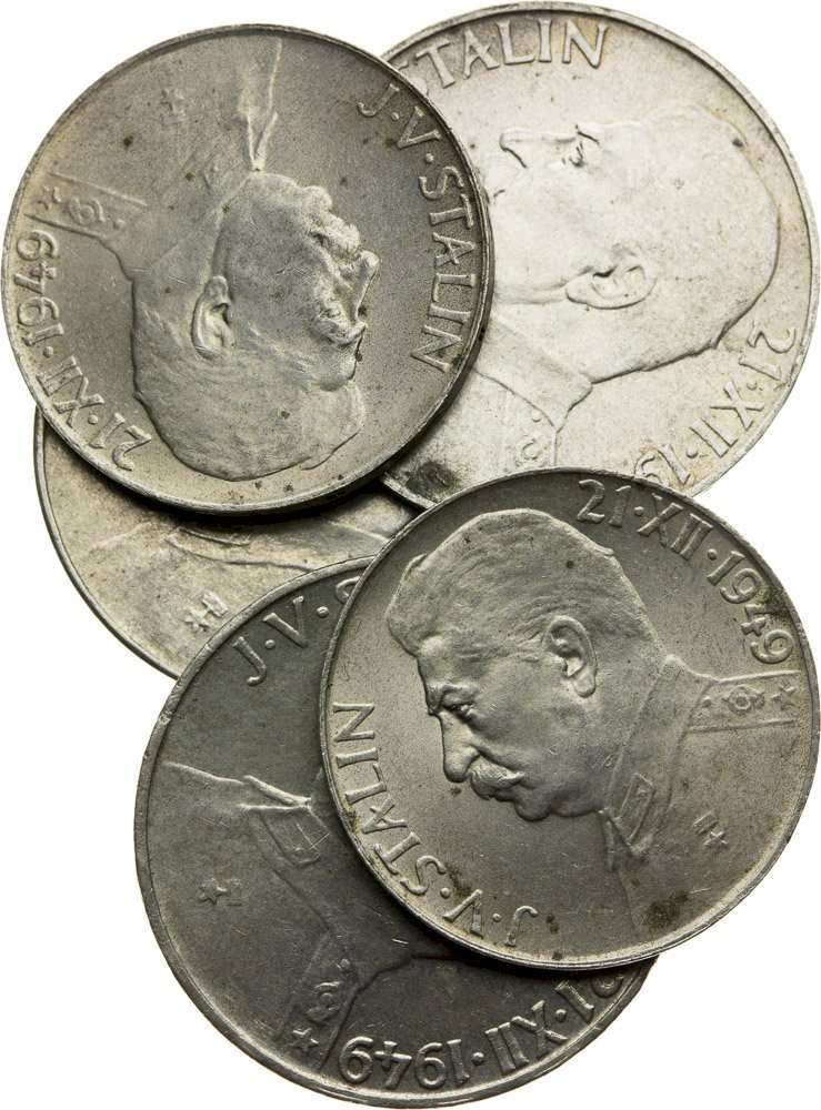 Lot stříbrných mincí Stalin