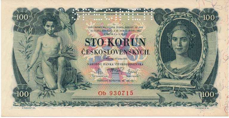 100 Kč 1931 Ob (perforated)