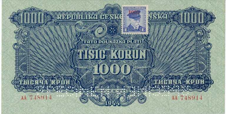 1000 Kčs 1944 AA (perforated)
