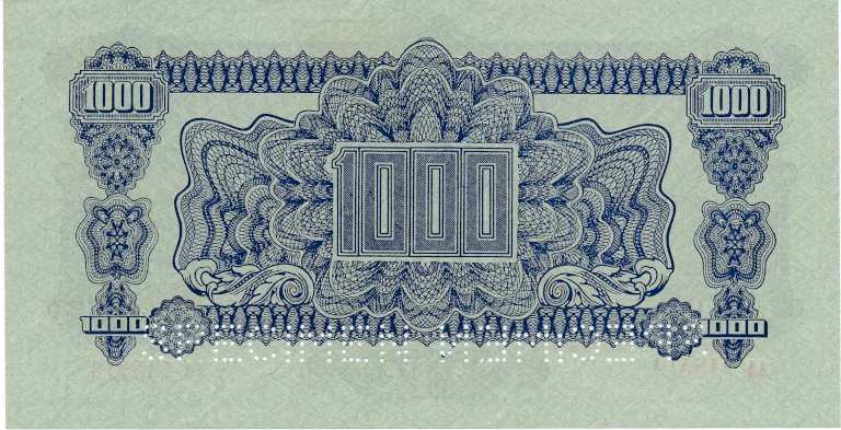 1000 Kčs 1944 AA (perforated)