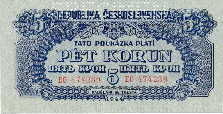 5 Kčs 1944 EO (perforated)