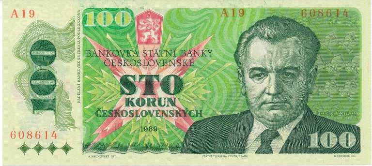 100 Kčs 1989 A 19